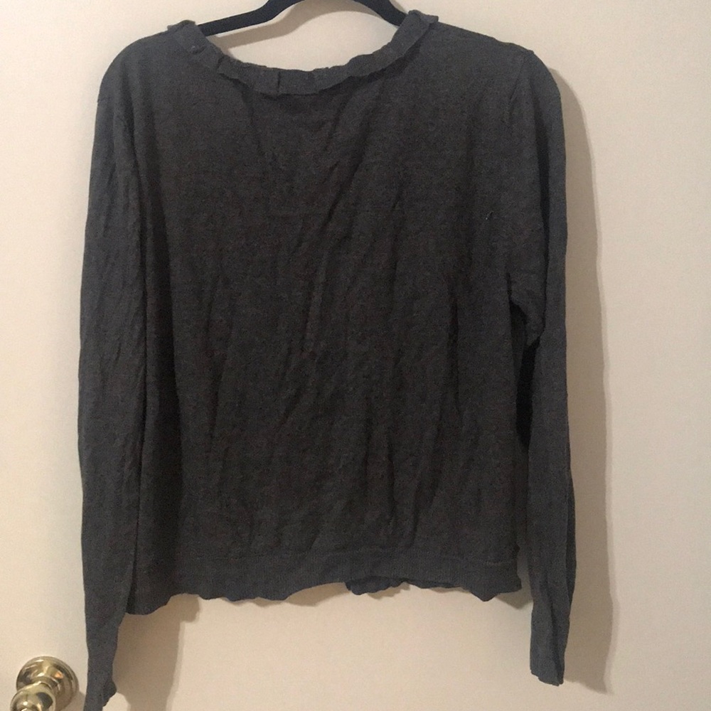 Gray Kenneth Cole Ruffle Cardigan - Picture 8 of 8